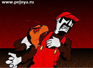 Прикольный мульт про то, как комунестического вида водопроводчик Марио разбирается с проклятыми грибами.