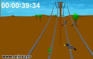 Неплохая игра про жучка бегущего по проводам иуворачивающегося от ворон, каторых хлебом не корми дай на проводах потусоваться.